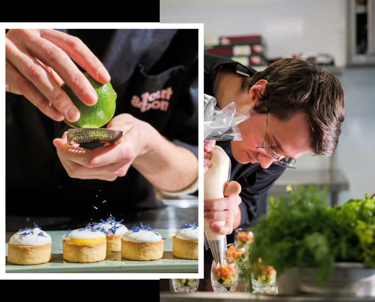 Préparation par le chef de tartelettes