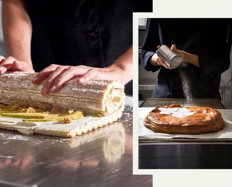 Chef Tout&Bon préparant une bûche de noël